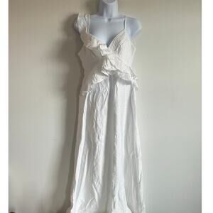 Express Womens White Summer Maxi Dress Ruffles Romantic Girly Fairy SIZE S